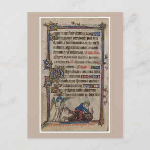 Blsed Virgin Mary 1300-talet Manuscript Djävulen Vykort