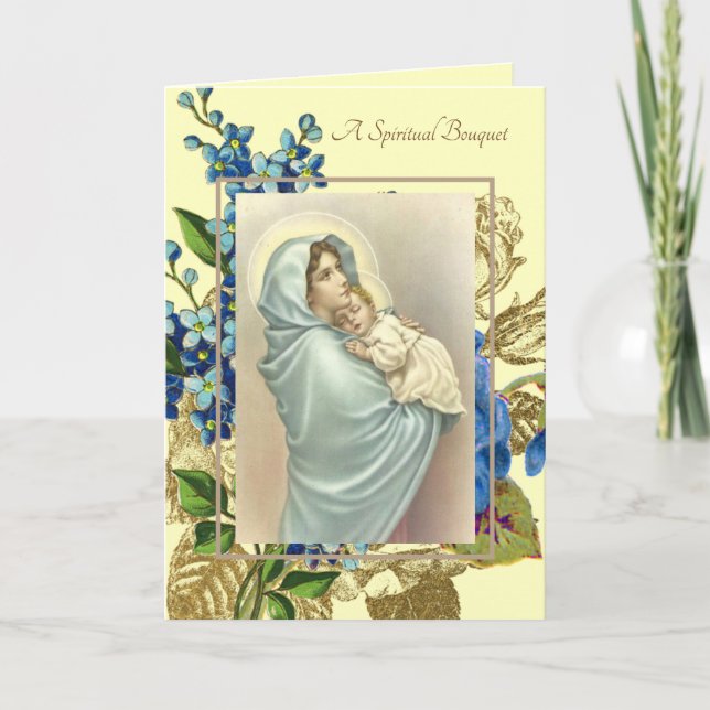 Blsed Virgin Mary Andlig Bouquet Prayers Kort (Framsida)