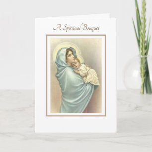 Blsed Virgin Mary Andlig Bouquet Prayers Kort