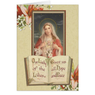 Blsed Virgin Mary Catholie Religiösa Lilies Hälsningskort