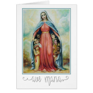 Blsed Virgin Mary Catholik Religiösa Children Hälsningskort