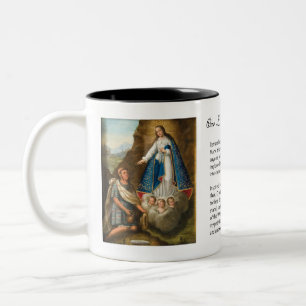 Blsed Virgin Mary Flowers Prayer Ocotlan Två-Tonad Mugg