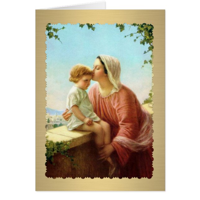 Blsed Virgin Mary Jesus katolik Religiösa Hälsningskort (Framsidan)