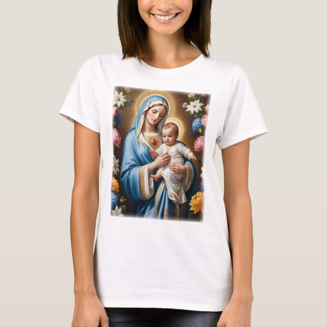 Blsed Virgin Mary och Baby Jesus T Shirt (Framsida)
