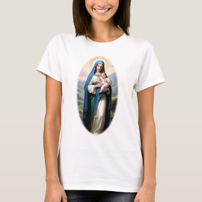 Blsed Virgin Mary och Baby Jesus T Shirt (Framsida)