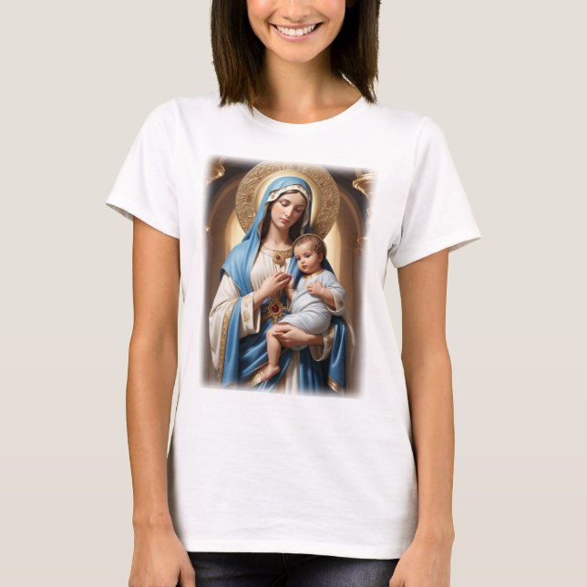 Blsed Virgin Mary och Baby Jesus T Shirt (Framsida)