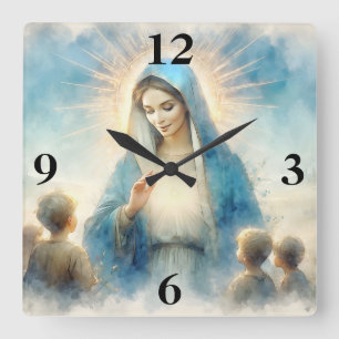 Blsed Virgin Mary och Children Fyrkantig Klocka