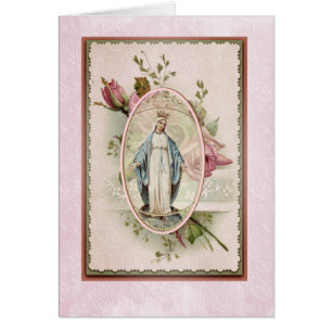 Blsed Virgin Mary Rosa ros Religioius Hälsningskort