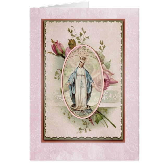 Blsed Virgin Mary Rosa ros Religioius Hälsningskort (Framsidan)