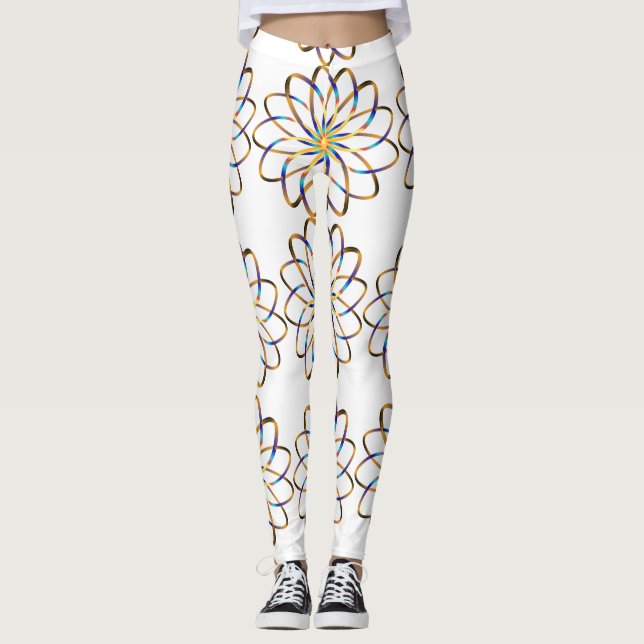 Blu-blomma i abstrakt leggings (Framsida)