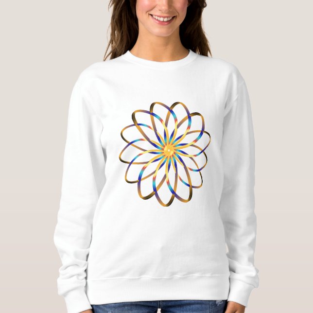 Blu-blomma i abstrakt t shirt (Framsida)