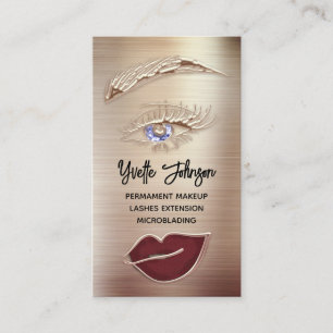 Blu Eyelash Brow Makeup Logotyp QR Code Läppar Ro Visitkort