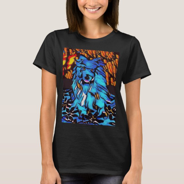 BLU GENES hund lapphund VIVID FÄRG SHIRTS T Shirt (Framsida)