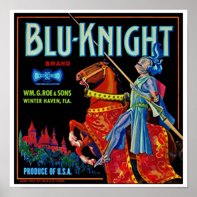 Blu Knight Fruit Label Poster (Framsidan)