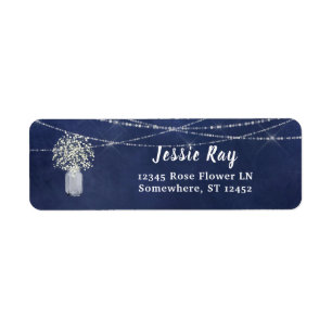 Blu & String Light Return för utandningspåsen Returadress Etikett