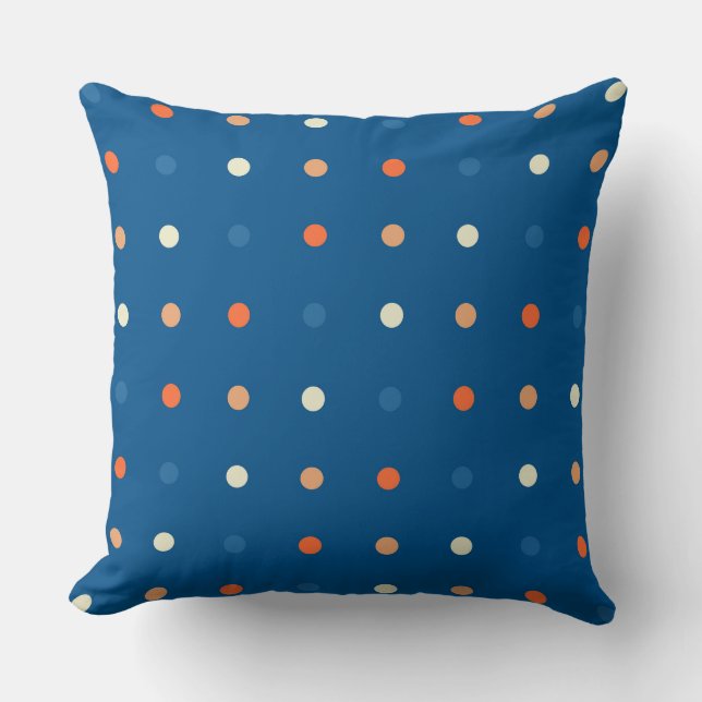 Blu-, vit- och Orange-punkter Kudde (Framsida)