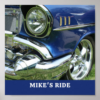 Blue 1957 Chevy, Namn eller Message, Ditt foto Poster