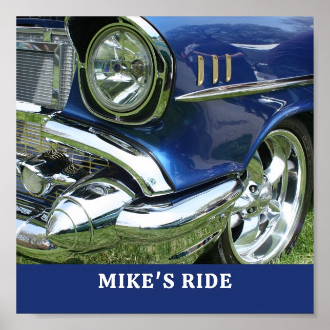 Blue 1957 Chevy, Namn eller Message, Ditt foto Poster (Framsidan)