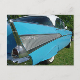 Blue 1957 Chevy Postcard Vykort