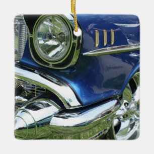 Blue 1957 Chevy Vintage bil Julgransprydnad Keramik