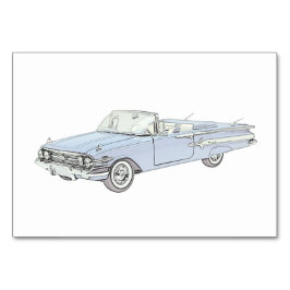 Blue 1960 Chevy Impala Conversible Illustration Bordsnummer