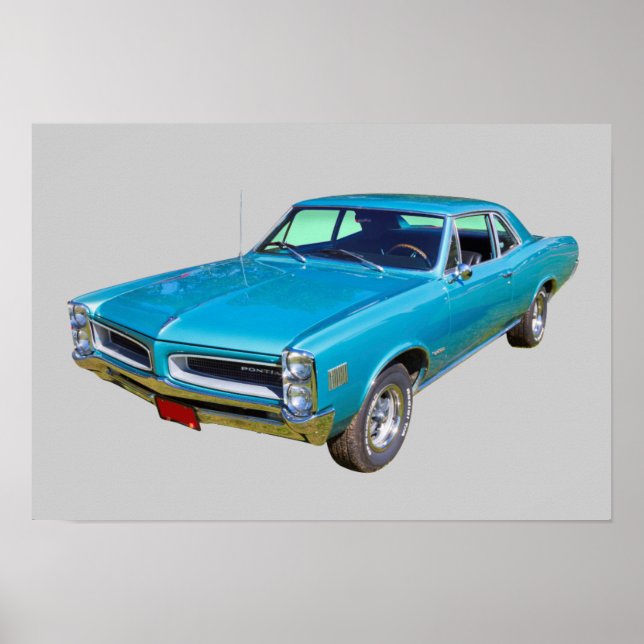 Blue 1966 Pontiac Le Mans Muscle Car Poster (Framsidan)