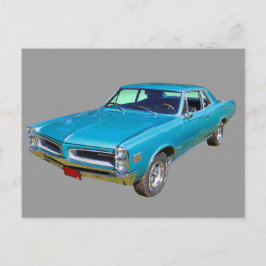 Blue 1966 Pontiac Le Mans Muscle Car Vykort