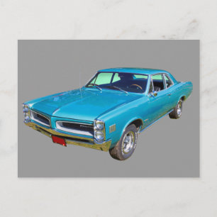 Blue 1966 Pontiac Le Mans Muscle Car Vykort