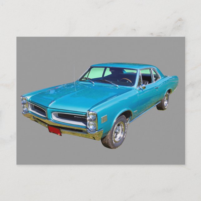 Blue 1966 Pontiac Le Mans Muscle Car Vykort (Framsida)
