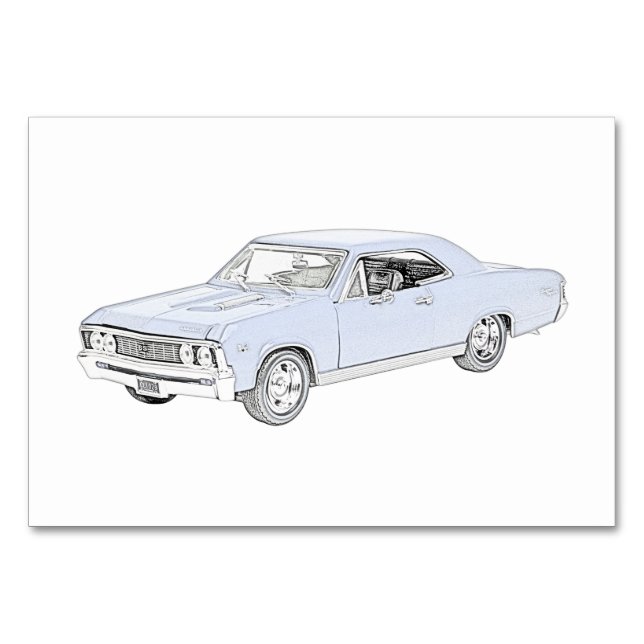 Blue 1967 Chevy Chevelle Bordsnummer (Framsidan)