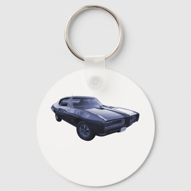 Blue 1968 Pontiac GTO Nyckelring (Framsida)