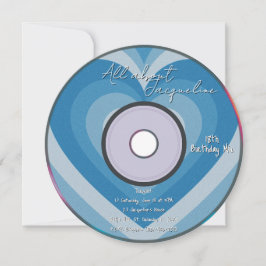 Blue 2000s Aura Hearts Music CD Birthday Inbjudningar