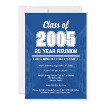 Blue 20 Year High School 2005 Class Reunion