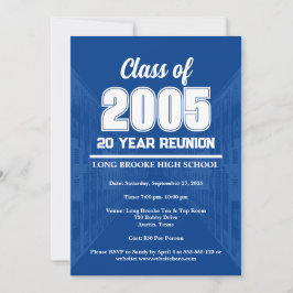 Blue 20 Year High School 2005 Class Reunion Inbjudningar