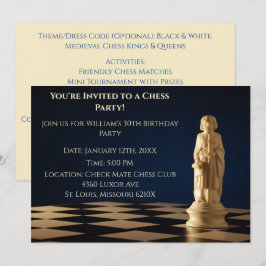 Blue 30års födelsedag Party Chess Bishop Inbjudningar