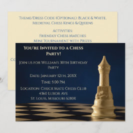 Blue 30års födelsedag Party Chess Rook Inbjudningar