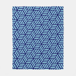 Blue 3D Boxe Geometric Nautical OrÄldre Mönster Fleecefilt