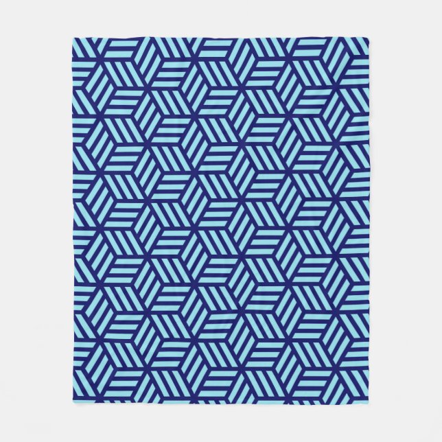 Blue 3D Boxe Geometric Nautical OrÄldre Mönster Fleecefilt (Framsidan)
