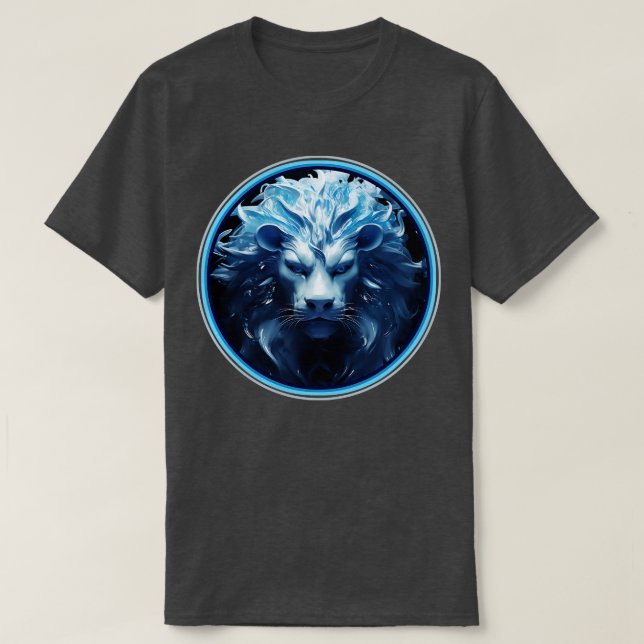 Blue 3D Lejon Head T Shirt (Design framsida)