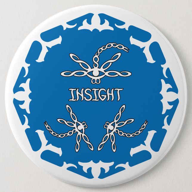 Blue, 3rd Eye Chakra "Insight" Dragonfly White BG Knapp (Framsida)