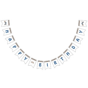 Blue 4 Wheeler Quad Bike Bunting Flaggor