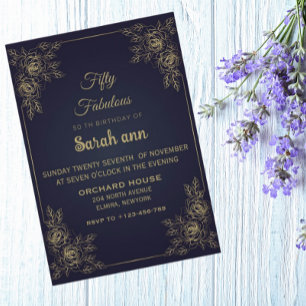 Blue 50 och Fabulous Elegant Minimalist Birthday