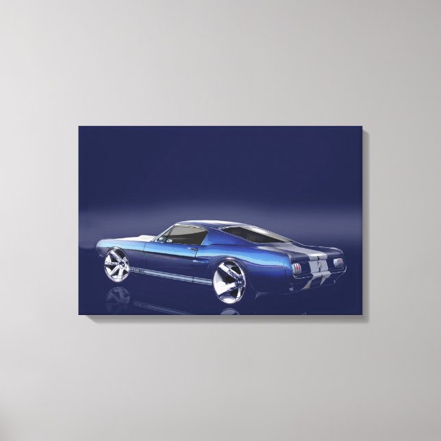 Blue '66 Mustang Canvastryck (Framsida)