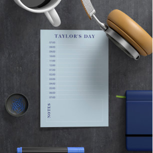 Blue 7 AM - 7 EM Daily Planering Post-it Block