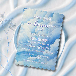 Blue A Little Biet of Heaven Sent Baby Shower Inv Inbjudningar