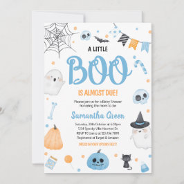 Blue A Little Boo Baby Shower Inbjudningar