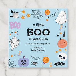 Blue A Little Boo Cute Ghost Halloween Baby Shower Gåvor Etiketter