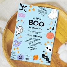 Blue A Little Boo Cute Ghost Halloween Baby Shower