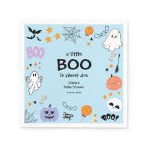 Blue A Little Boo Cute Ghost Halloween Baby Shower