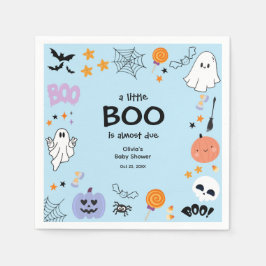 Blue A Little Boo Cute Ghost Halloween Baby Shower Pappersservett